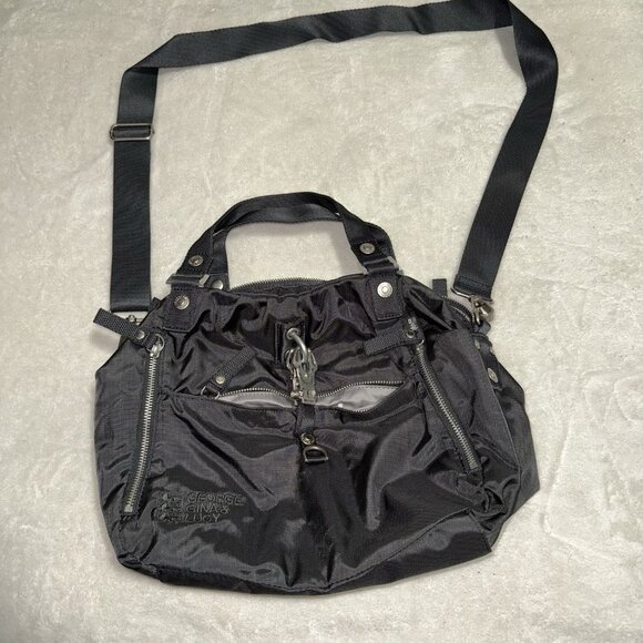 George Gina & Lucy Black Nylon Shoulder Bag Cotton Candy Carabiner Multi Pocket - Picture 1 of 11